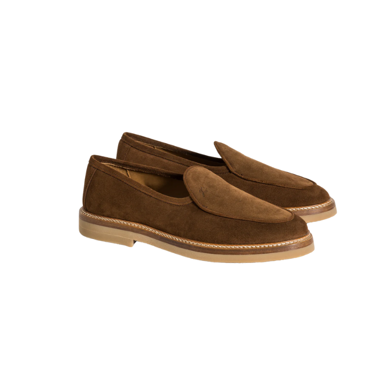 Brown suede supplier catalog shoe concept